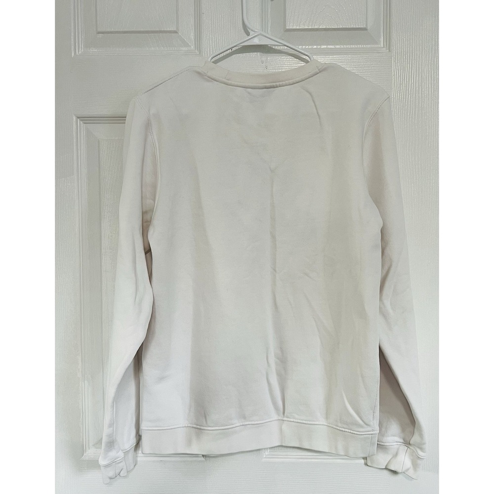 Nike Crewneck Long Sleeve Sweatshirt White Embroidered Outlined Swoosh Logo S - Picture 2 of 8